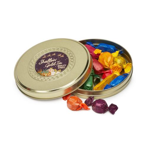 Shallow Gold Treat Tin - Quality Street Custom Logo